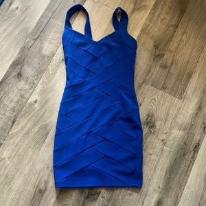 Blue body con, mini dress